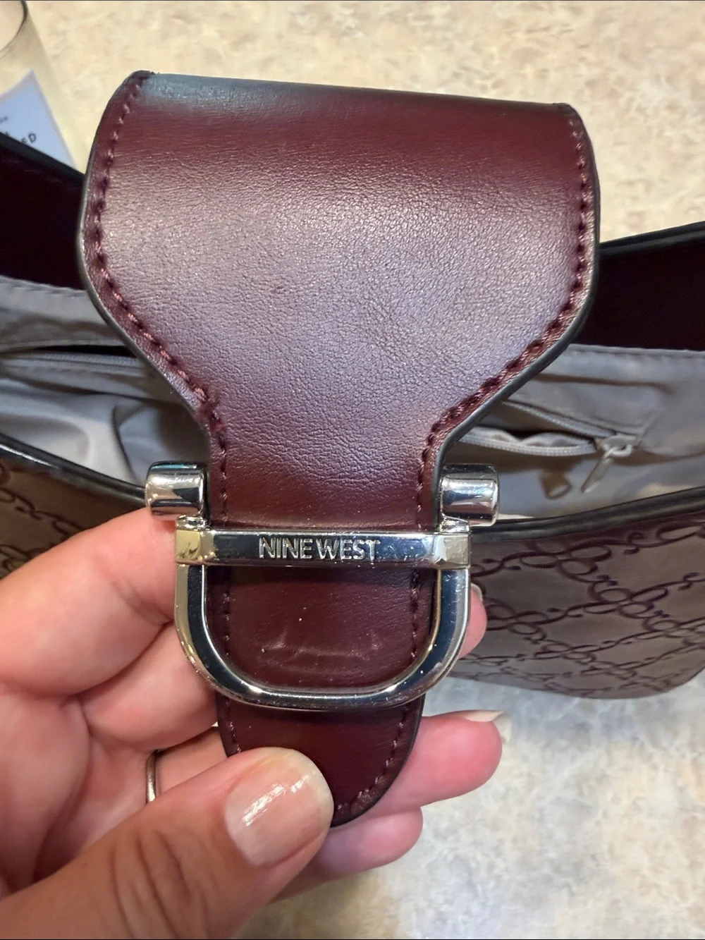 Nine West Burgundy Embossed Shoulder Bag